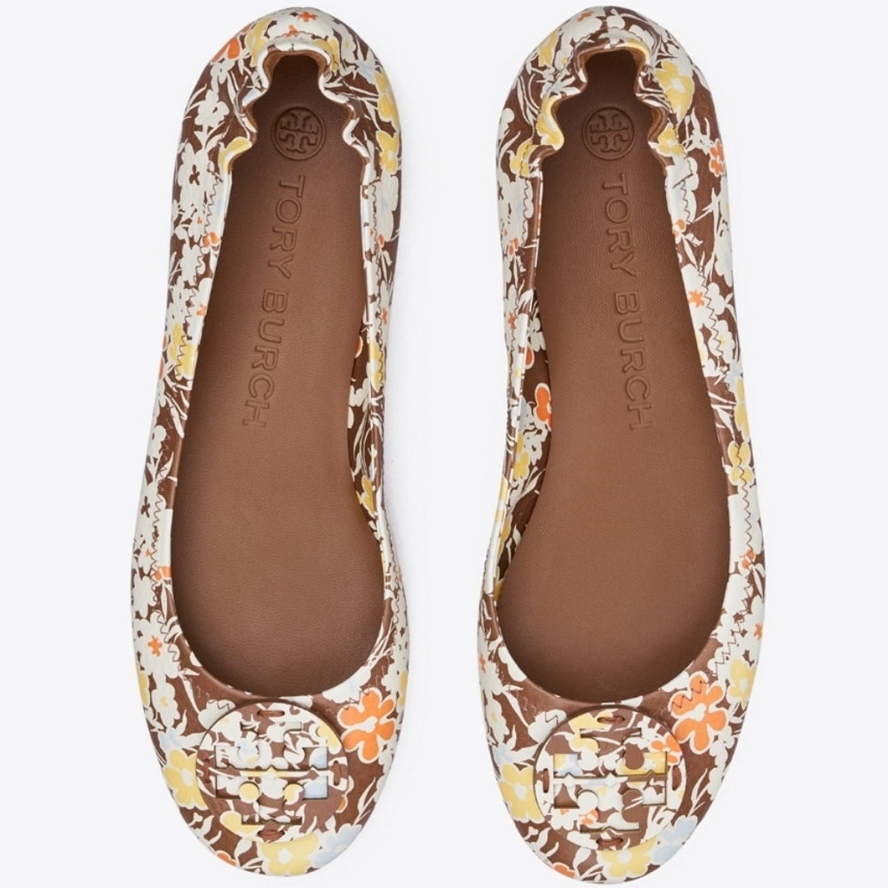 Tory Burch Minnie travel ballet with leather logo